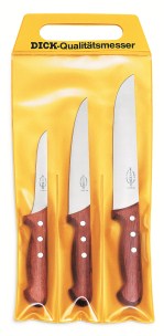 F Dick Set of 3 Wood Handle Butcher Knives in pouch |  F Dick 8155300