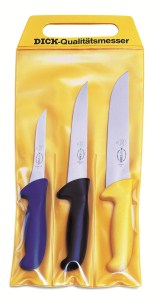 F Dick Set of 3 Ergogrip Butcher Knives, 3 colors in pouch  |  F Dick 8257000
